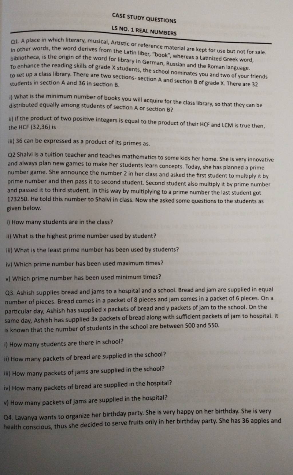 case study questions for grade 8