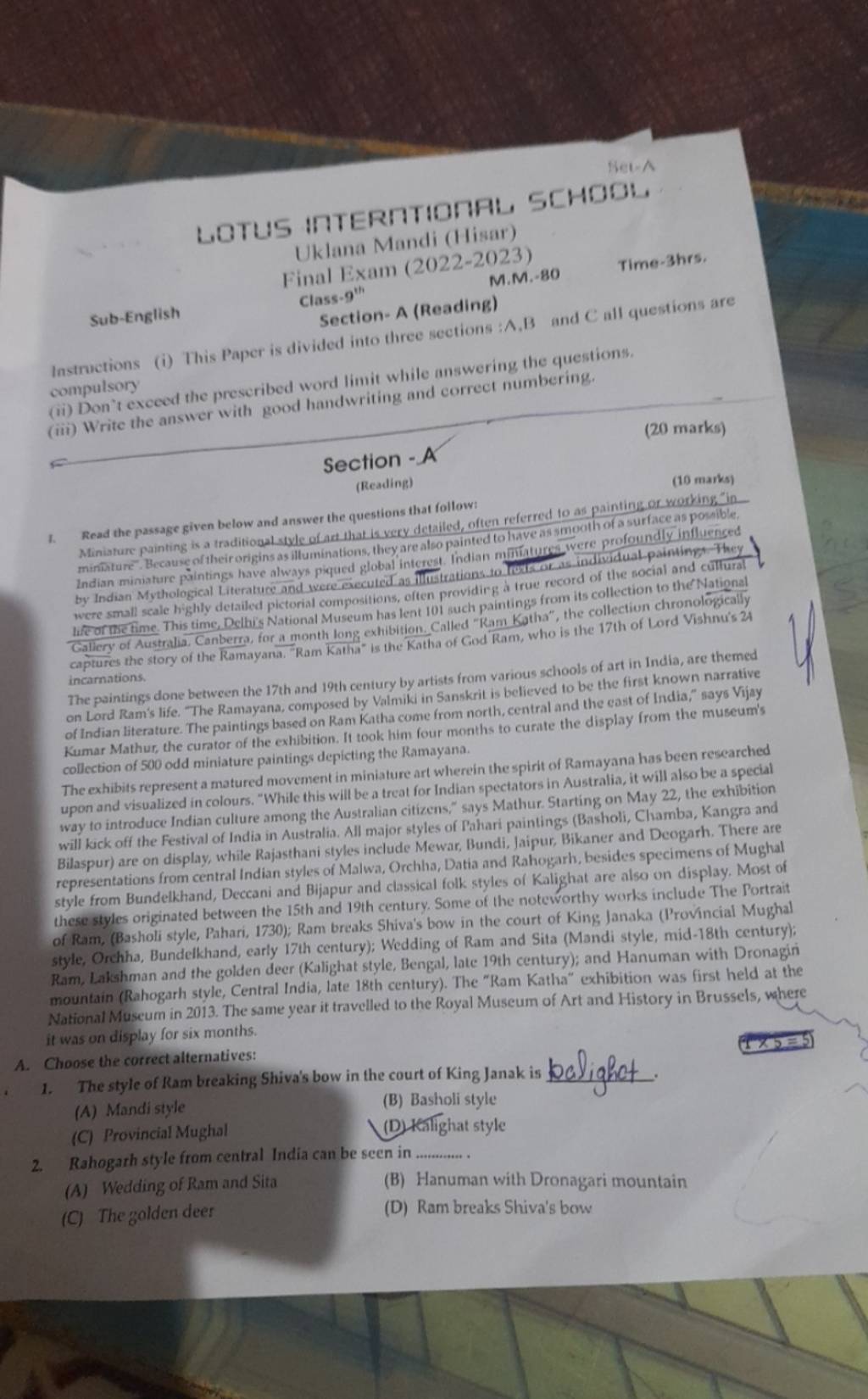 LOTUS MTERMTIOC Uklana Mandi (Hi Final Exam (20222023) (2022−2023) SubE..