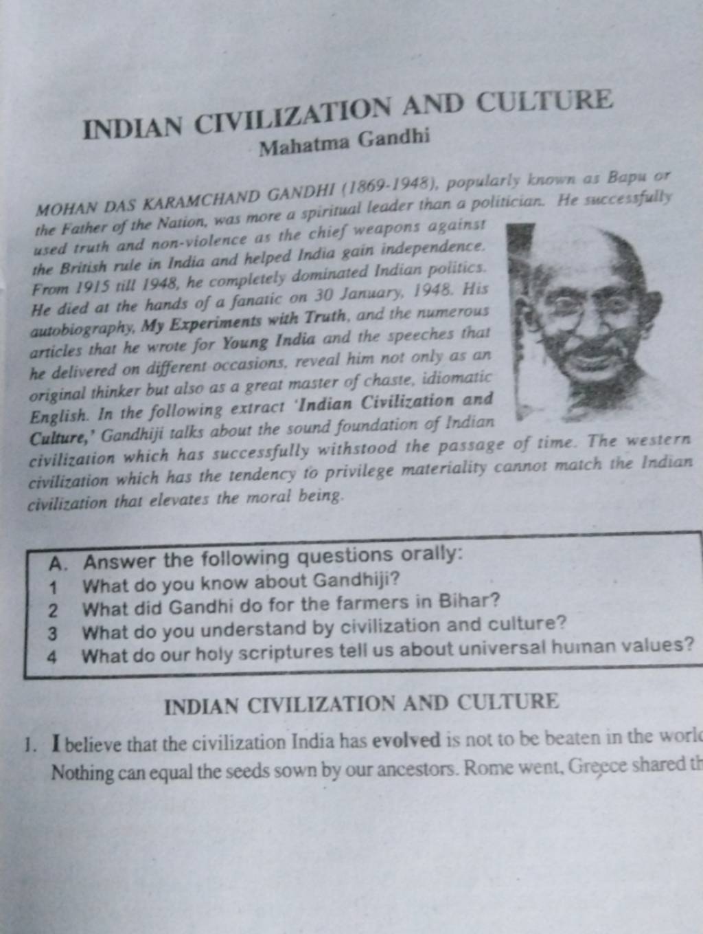 essay on indian civilization and culture