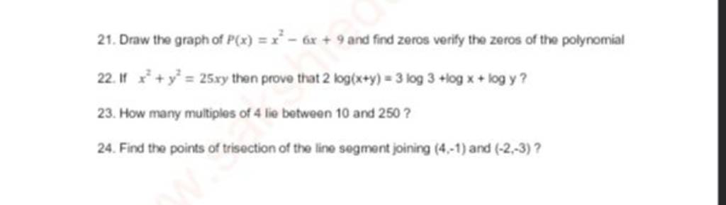 21-draw-the-graph-of-p-x-x2-6x-9-and-find-zeros-verify-the-zeros-of-the