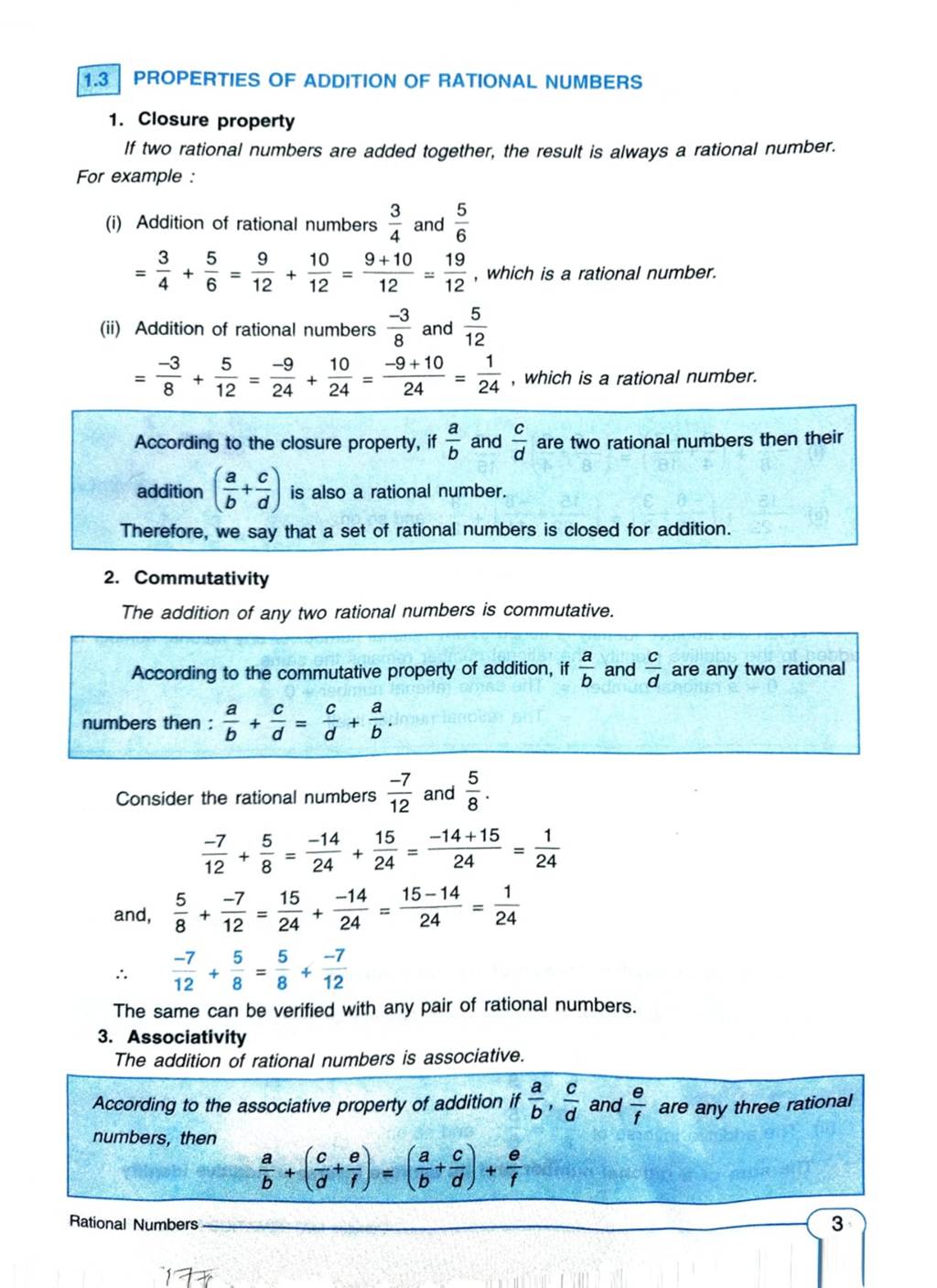 1.3 PROPERTIES OF ADDITION OF RATIONAL NUMBERS 1. Closure Property If Two..