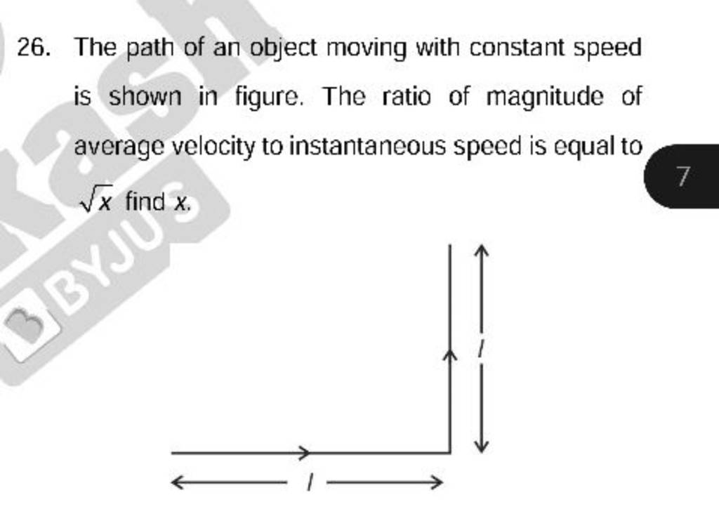 26. The path of an object moving with constant speed is shown in figure.