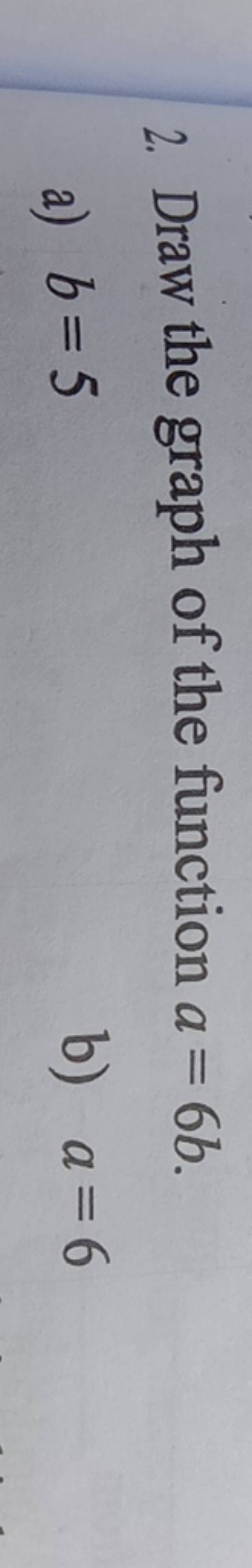 draw the graph of the function a=6b