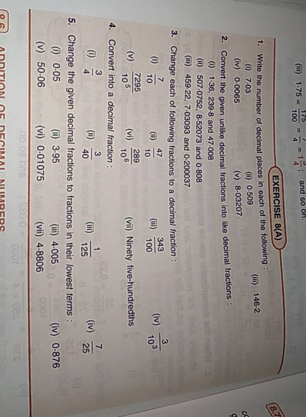 Change the given decimal fractions to fractions in their lowest terms
