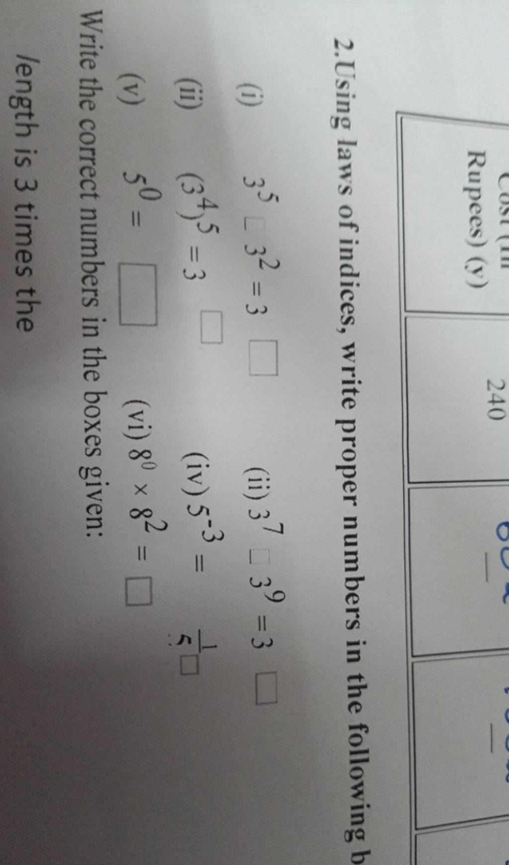 2 Using Laws Of Indices Write Proper Numbers In The Following B I 35− 5718