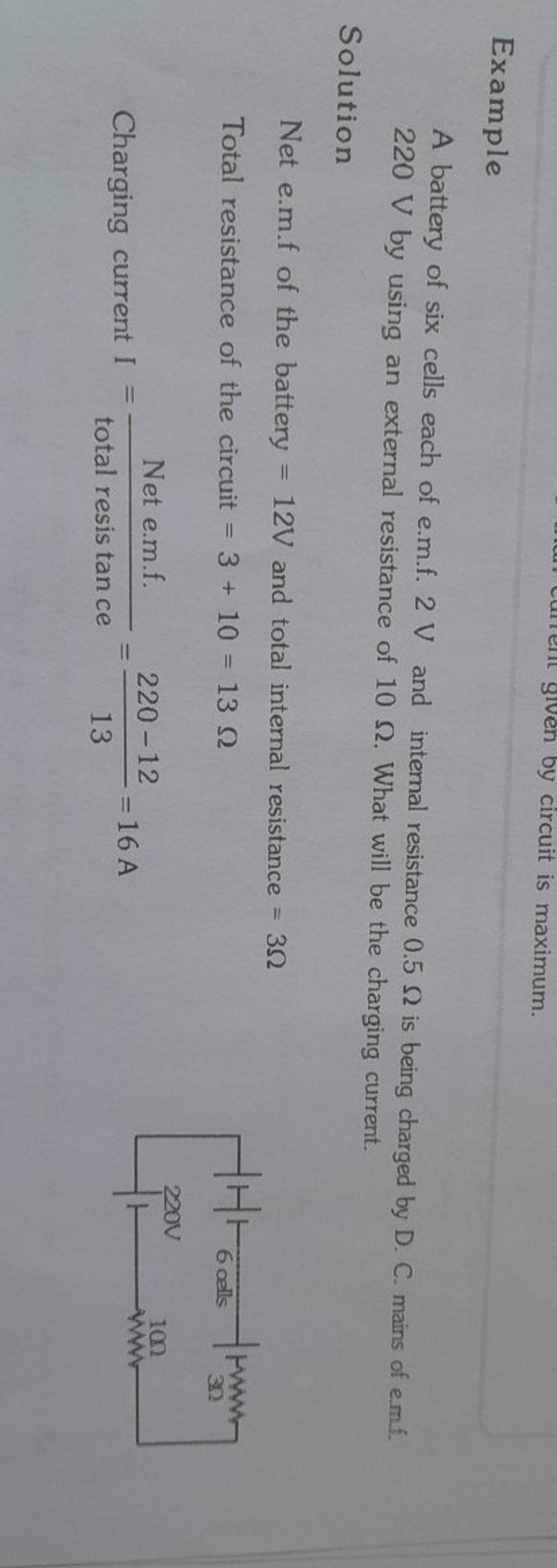 Example A battery of six cells each of e.m.f. 2 V and internal resistance..