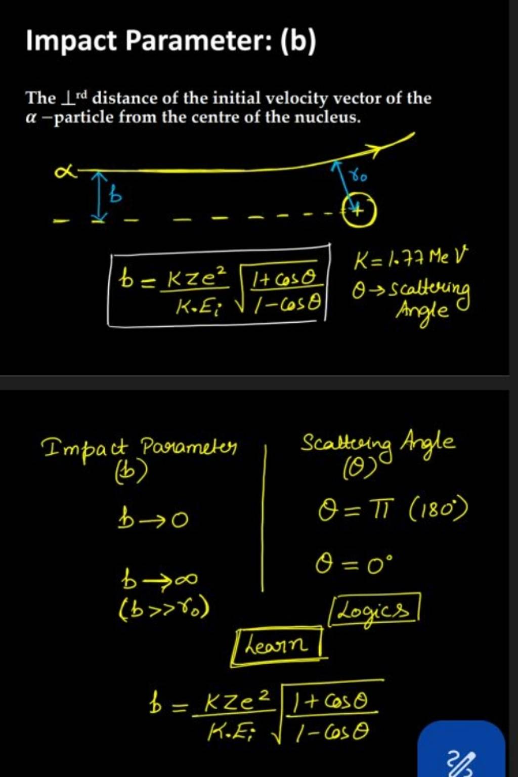 Impact Parameter: (b) The ⊥rd Distance Of The Initial Velocity Vector Of..