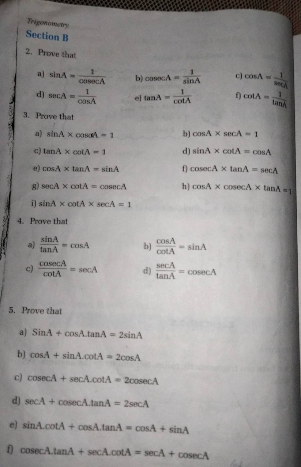 Trigonometry Section B 2. Prove That | Filo