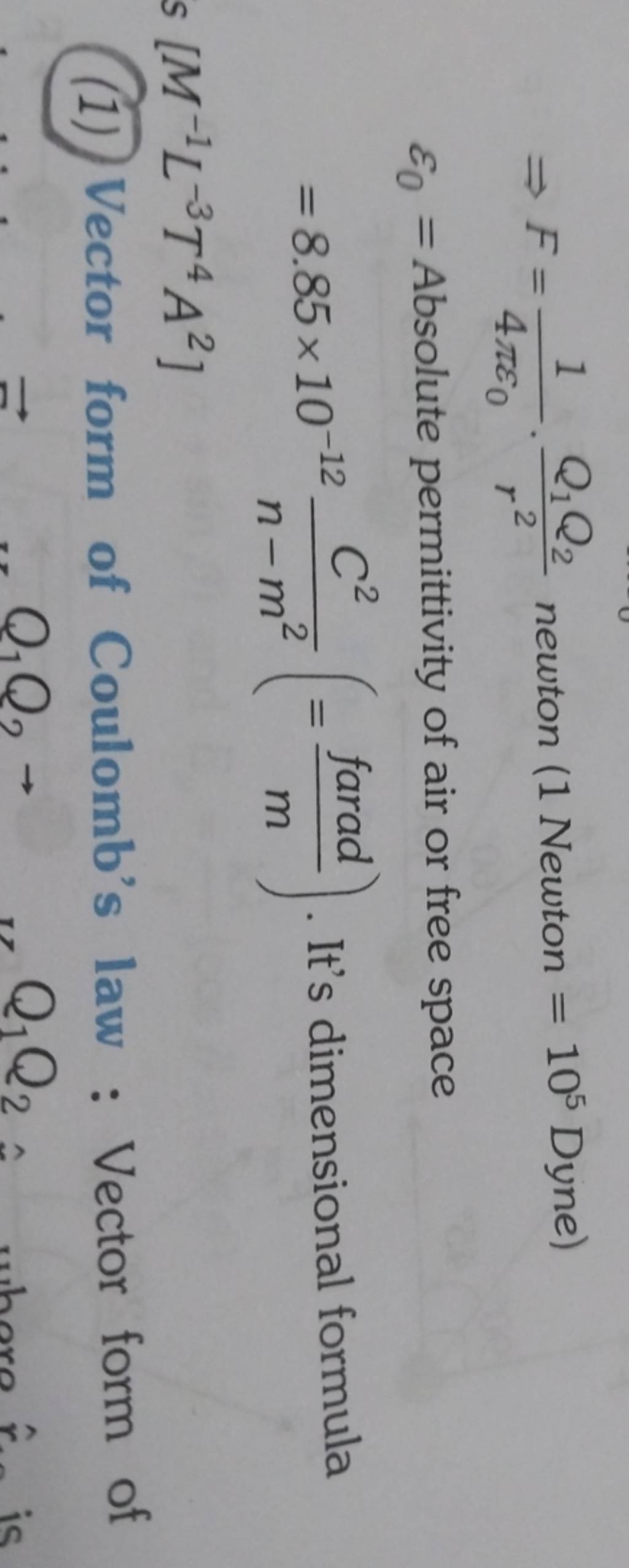 F 4 0 1 r2Q1 Q2 Newton 1 Newton 105 Dyne Filo f 4 0 1 r2q1 q2 newton 1 newton 105 dyne filo