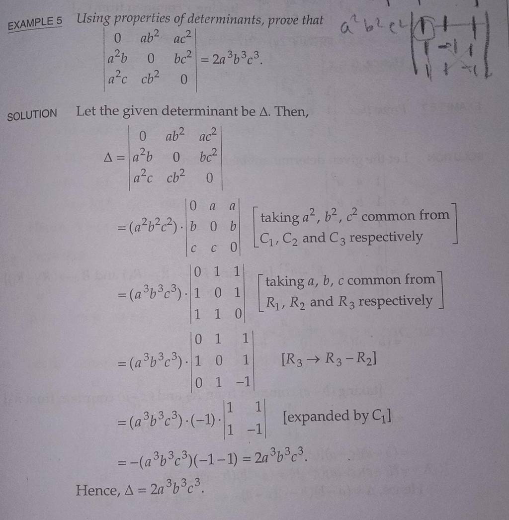 EXAMPLE 5 Using Properties Of Determinants, Prove That ∣∣ 0a2ba2c Ab20cb2..