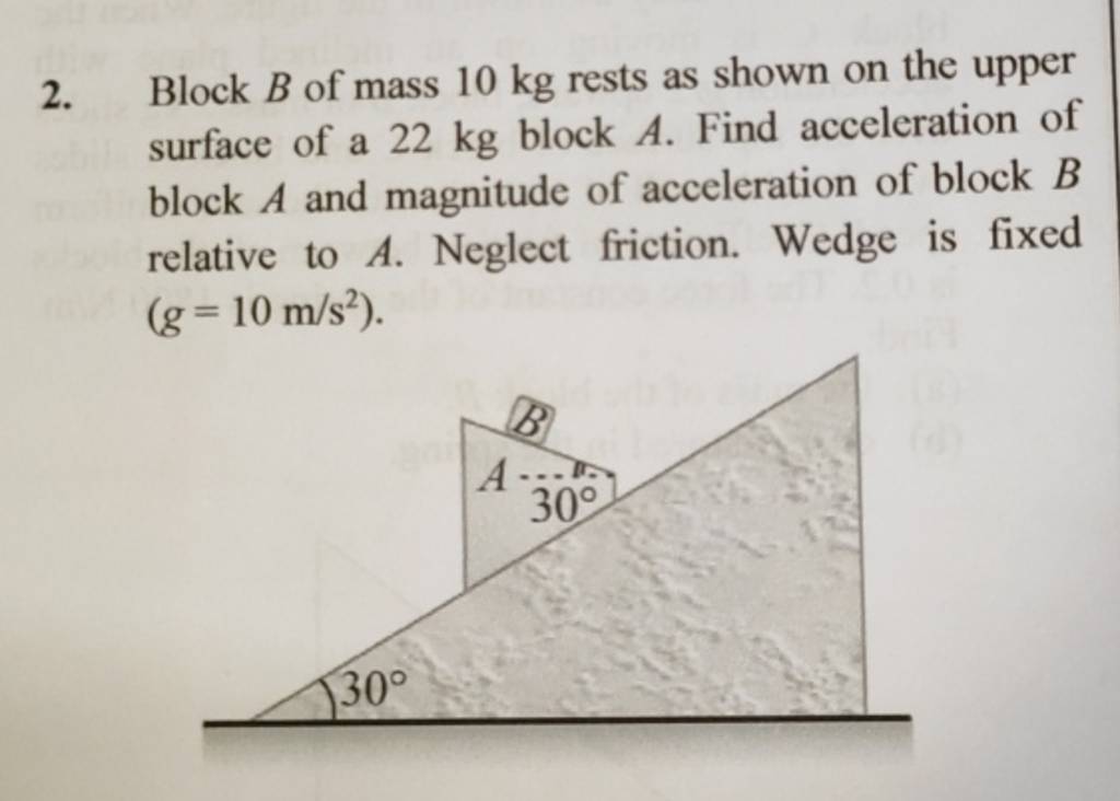 2. Block B Of Mass 10 Kg Rests As Shown On The Upper Surface Of A 22 Kg B..