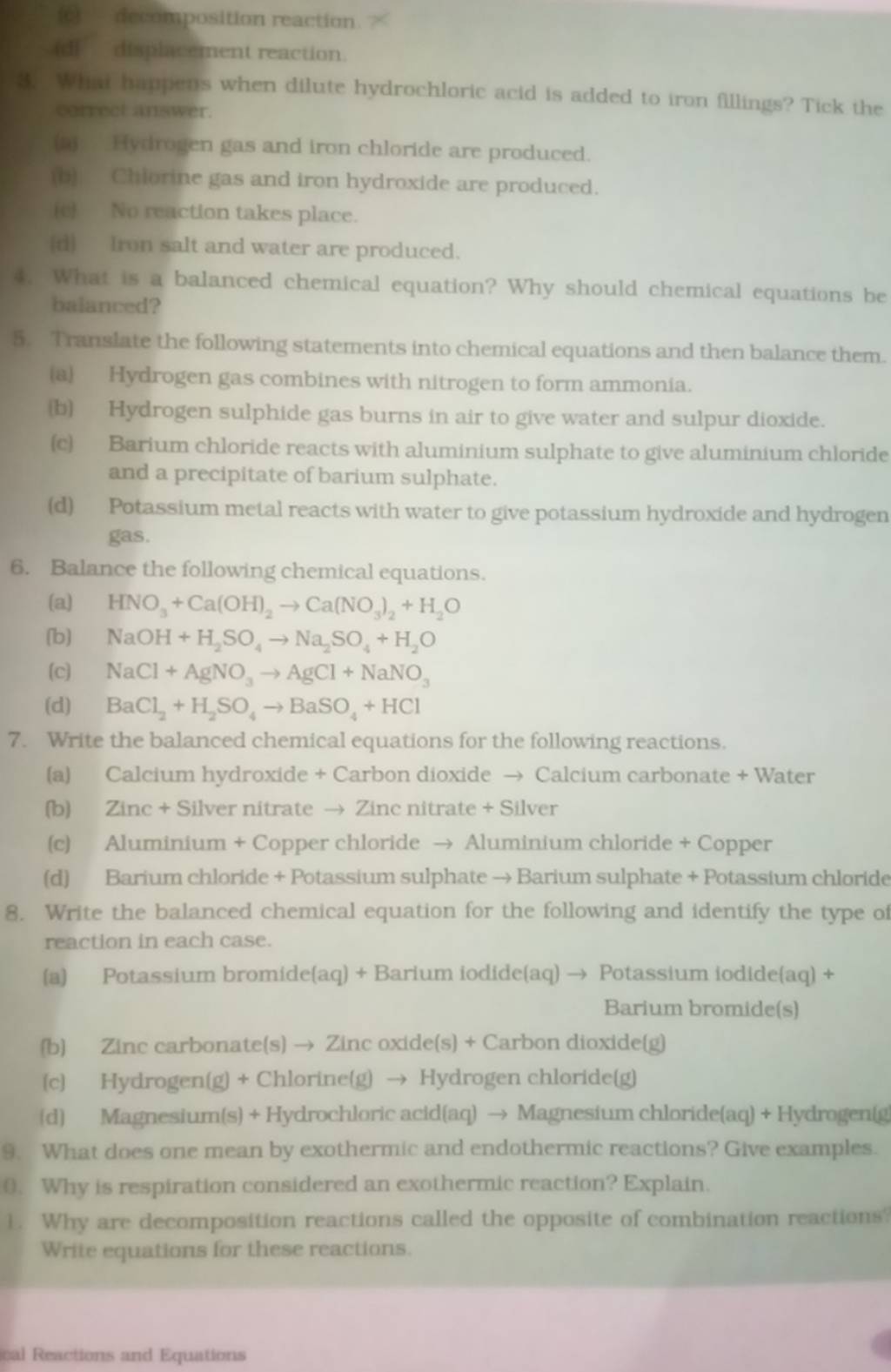 disphacertrent reaction. Whai happetis when dilute hydrochloric acid is a..