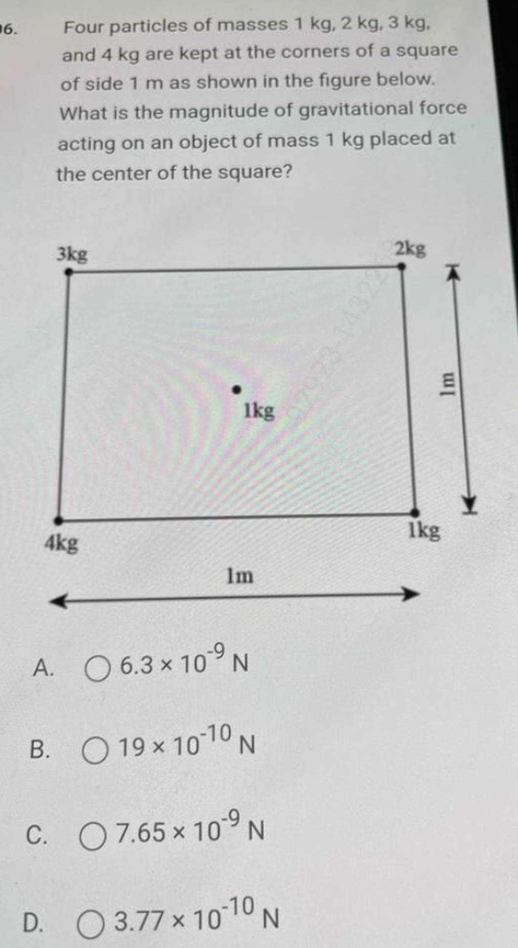 Four Particles Of Masses 1 Kg,2 Kg,3 Kg, And 4 Kg Are Kept At The Corners..