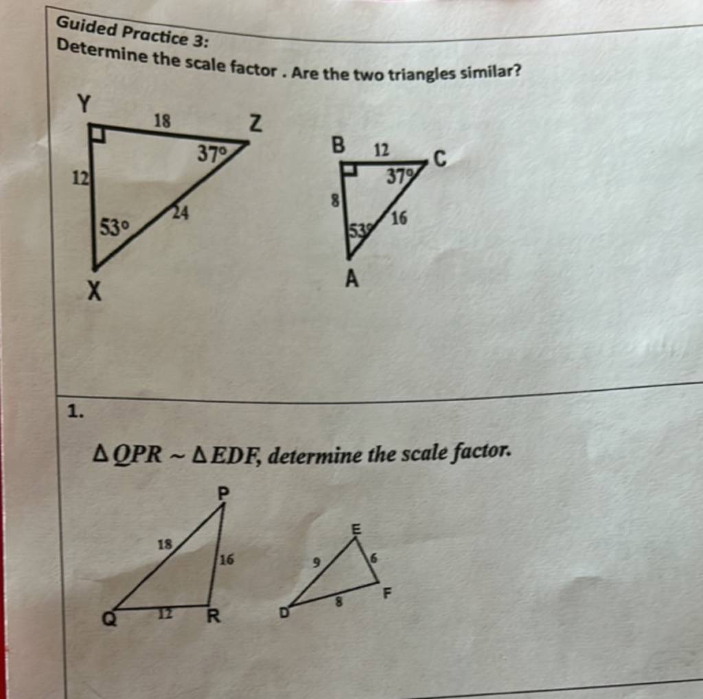 Guided Practice 3 Determine The Scale Factor Are The Two Triangles Simi 3876