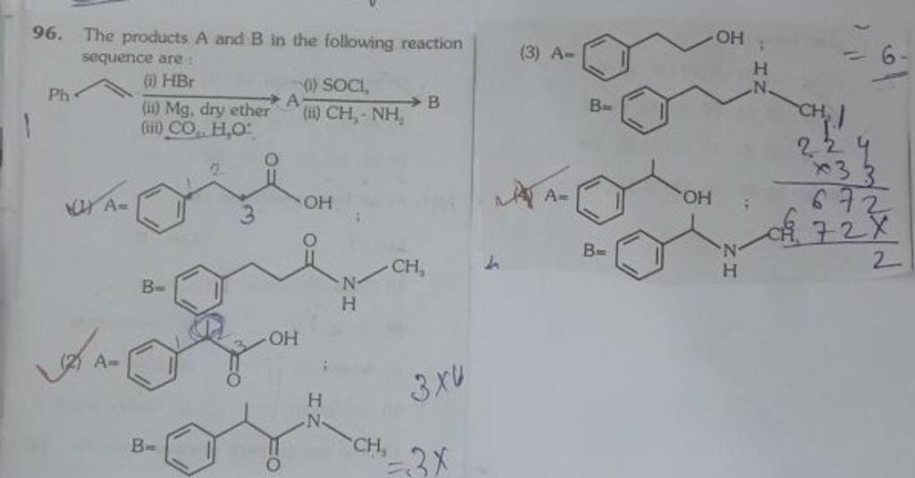 96 The Products A And B In The Following Reaction Sequence Are 3 A