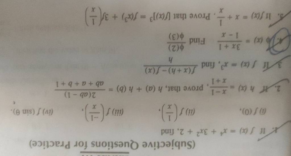 Subjective Questions For Practice 1 If F x x4 3x2 2 Find Filo subjective-questions-for-practice-1-if-f-x-x4-3x2-2-find-filo