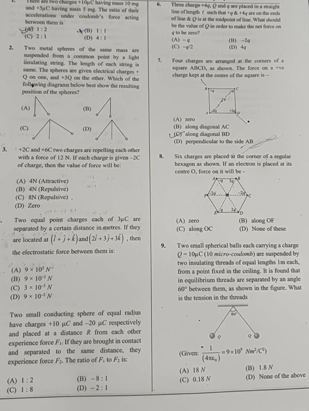 Two metal spheres of the same mass are Filo