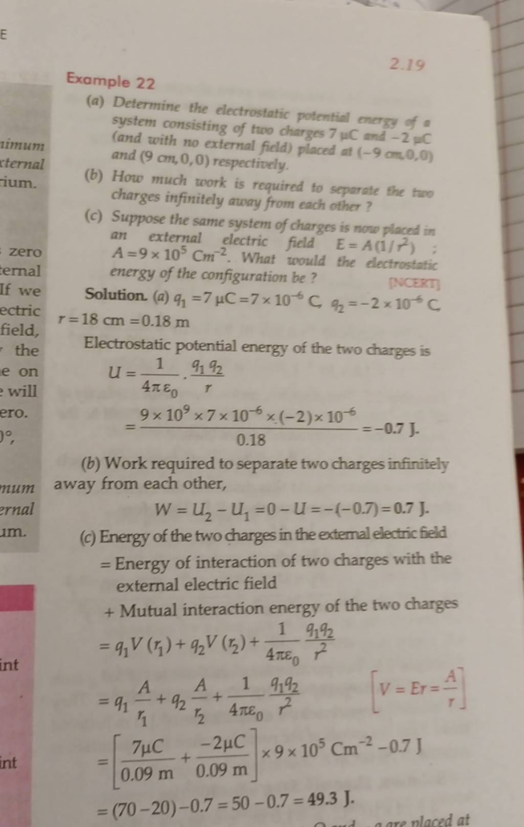 2.19 Example 22 (a) Determine the electrostatic potential energy of a sys..