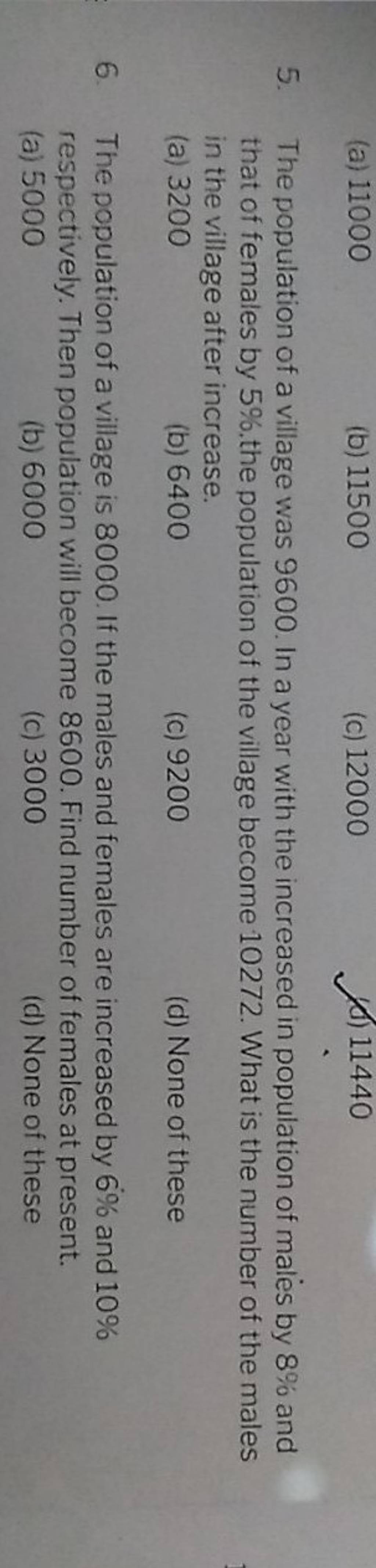 The population of a village is 8000 . If the males and females are increa..