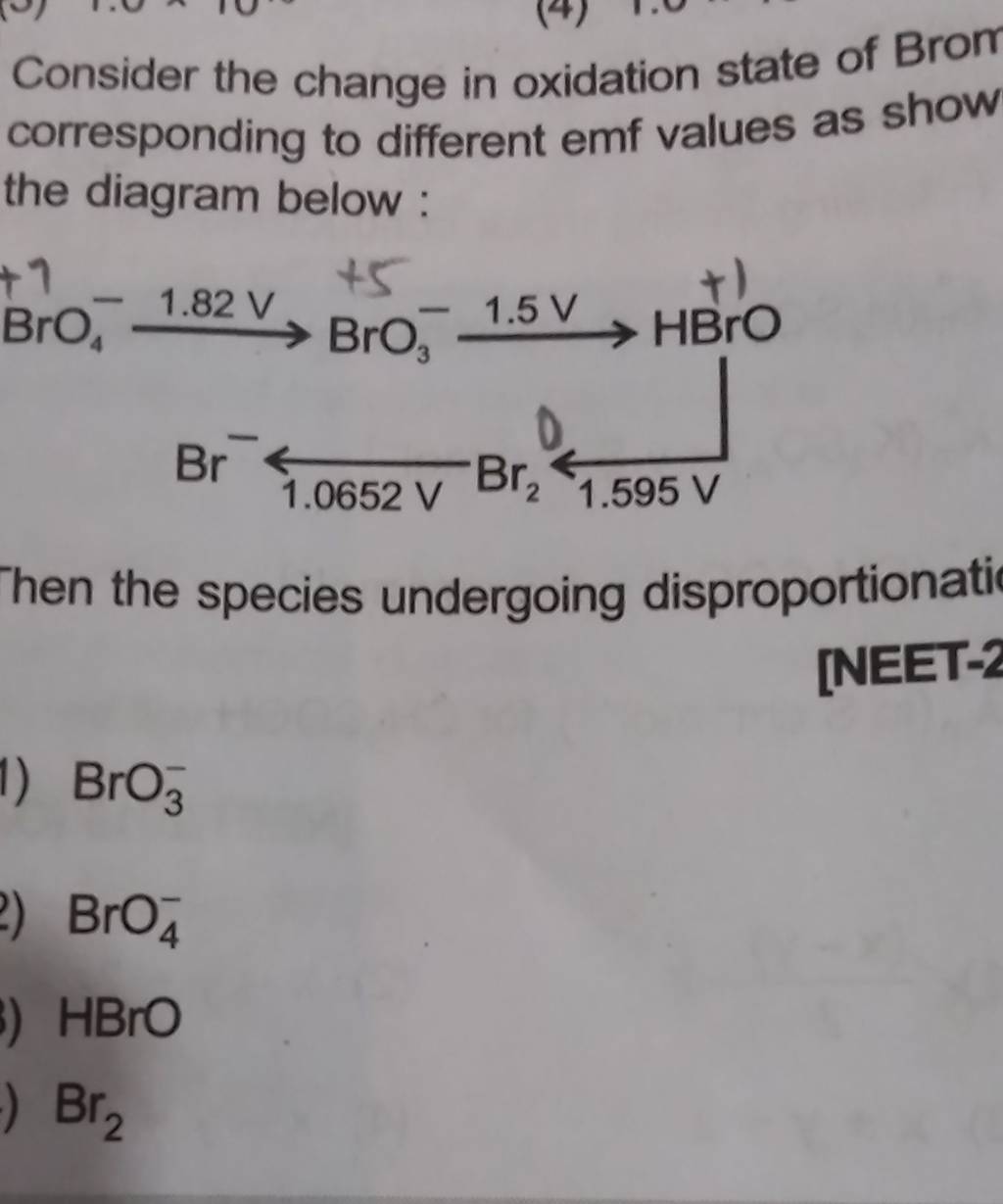 Consider the change in oxidation state of Brom corresponding to different..