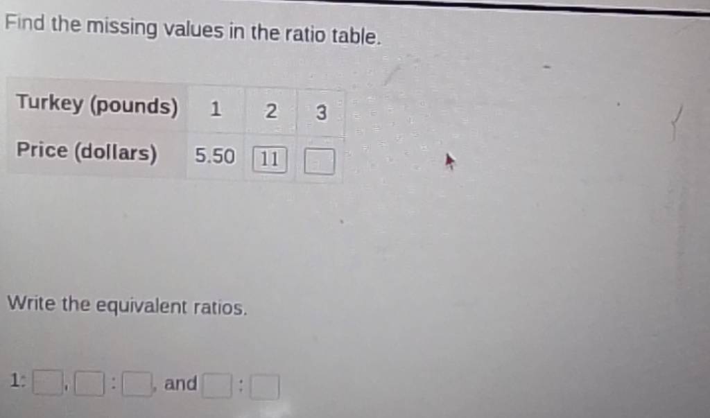 Find The Missing Values In The Ratio Table Filo