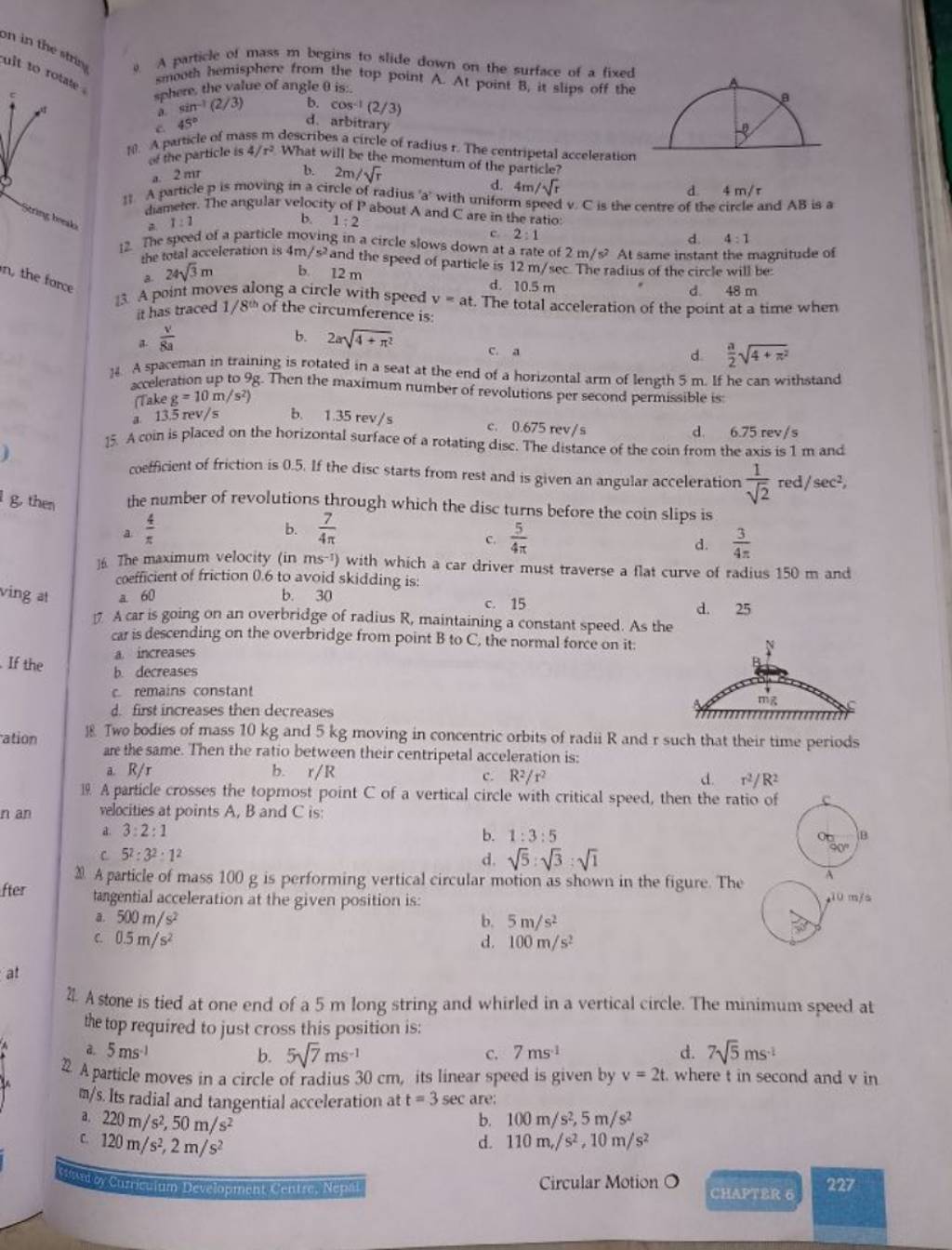 A particle is moving in a circle of radius 'a with uniform speed v. C is