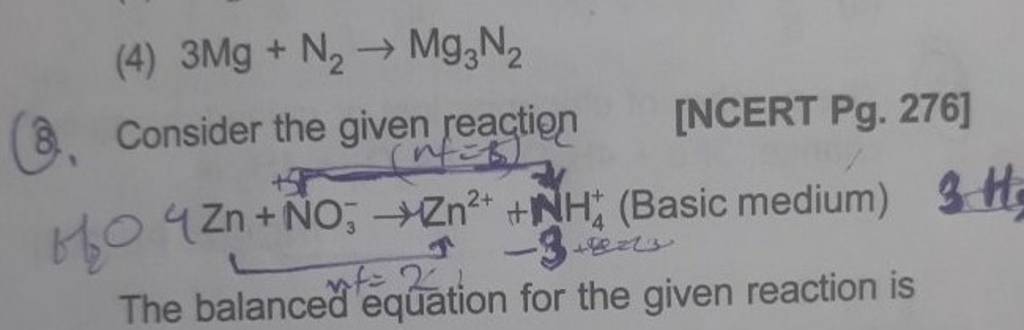 4 3mg N2 →mg3 N2 8 Consider The Given Reactien [ncert Pg 276] The