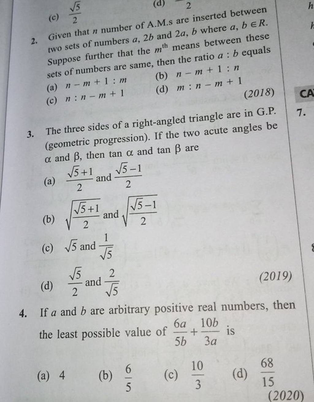 three sides of a right angle triangle are in ap