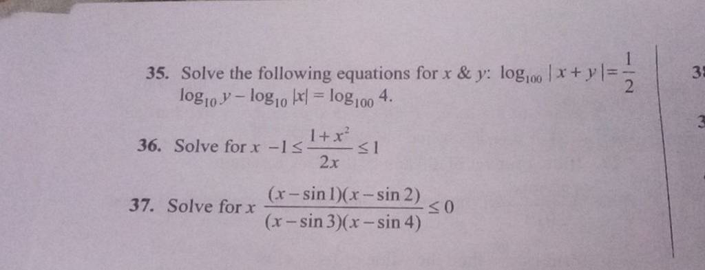 35-solve-the-following-equations-for-x-y-log100-x-y-21-log10-y-log10