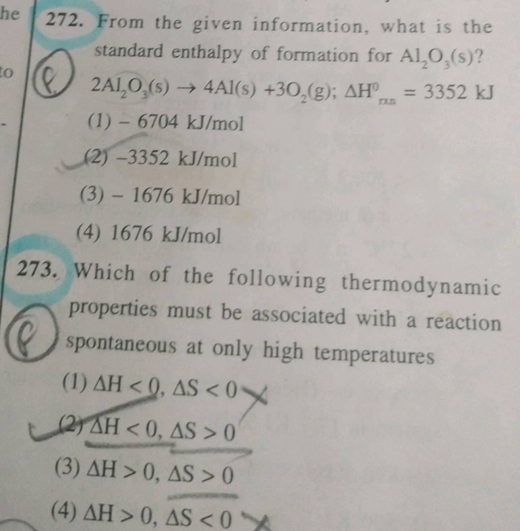 From the given information, what is the standard enthalpy of formation fo..