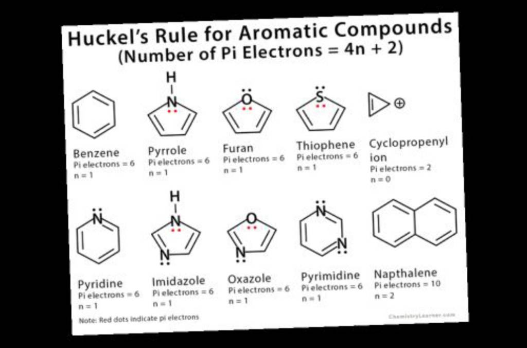 Huckel's Rule For Aromatic Compounds (Number Of Pi Electrons =4n+2 )..