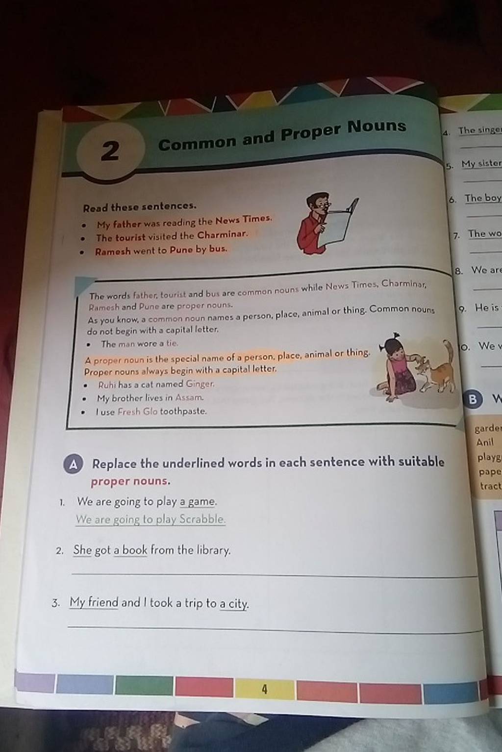 2 Common and Proper Nouns Read these sentences. My father was reading t..