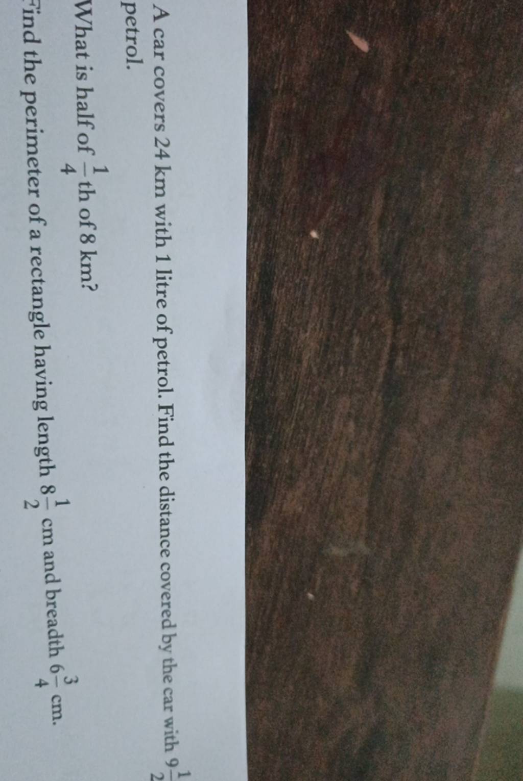 A car covers 24 km with 1 litre of petrol. Find the distance covered by t..