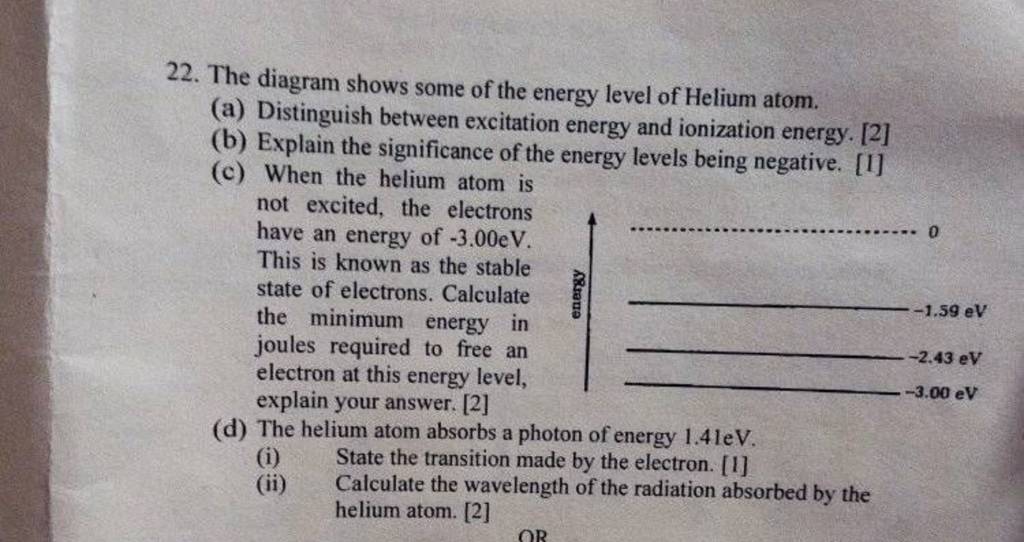 Energy Level Diagram Helium
