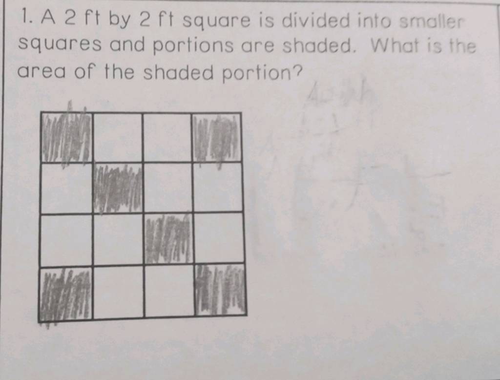 1 A 2ft By 2ft Square Is Divided Into Smaller Squares And Portions Are S 1-a-2ft-by-2ft-square-is-divided-into-smaller-squares-and-portions-are-s