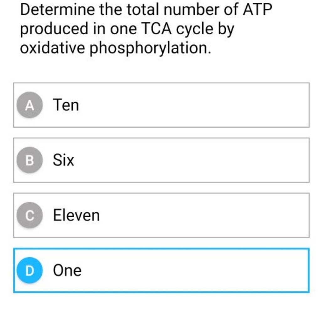 Determine the total number of ATP produced in one TCA cycle by oxidative