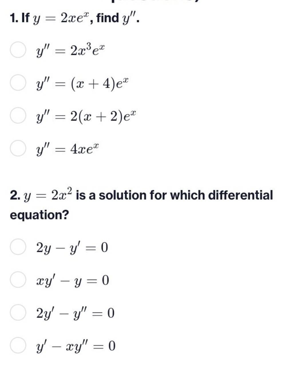 1-if-y-2xex-find-y-y-2x3ex-y-x-4-ex-y-2-x-2-ex-y-4xex-2-y