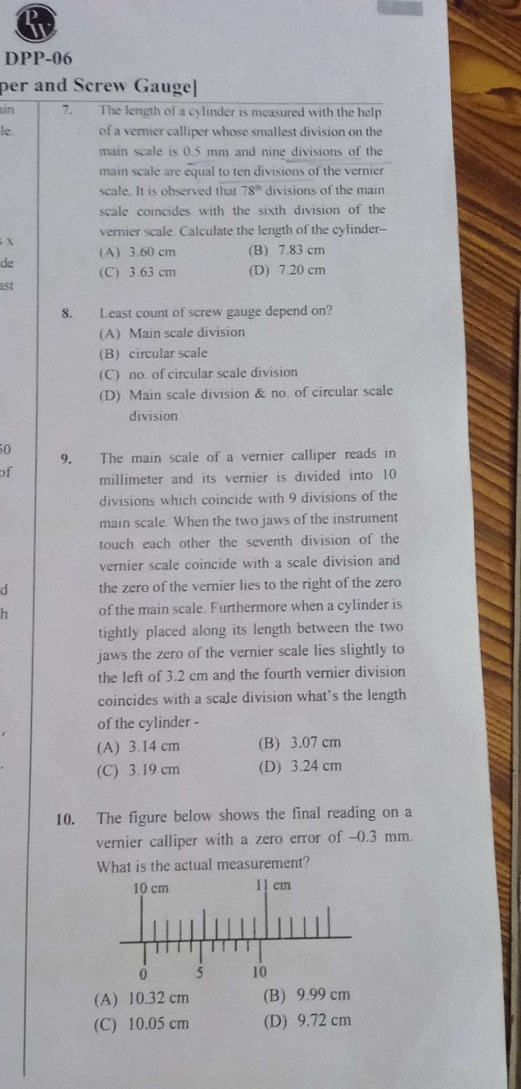 Least count of screw gauge depend on? Filo