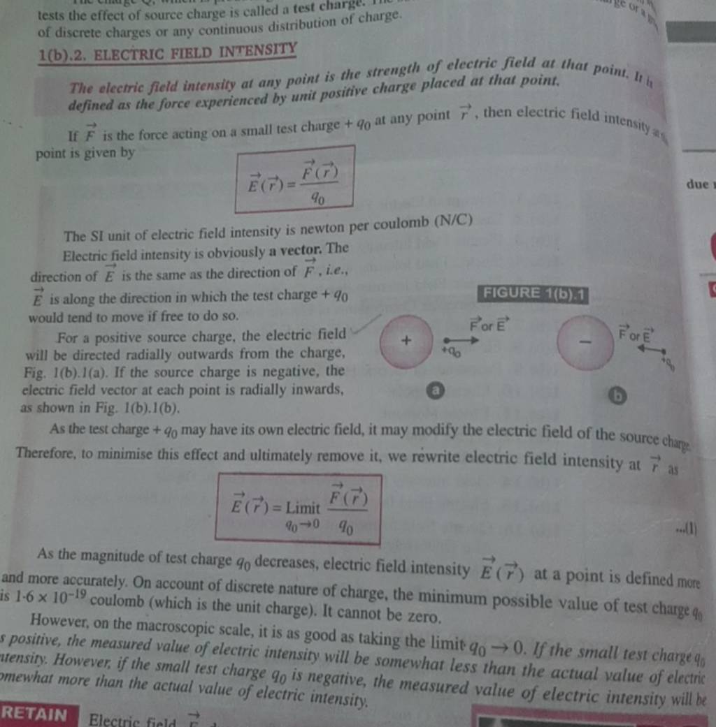 tests the effect of source charge is called a test chargeof discrete char..