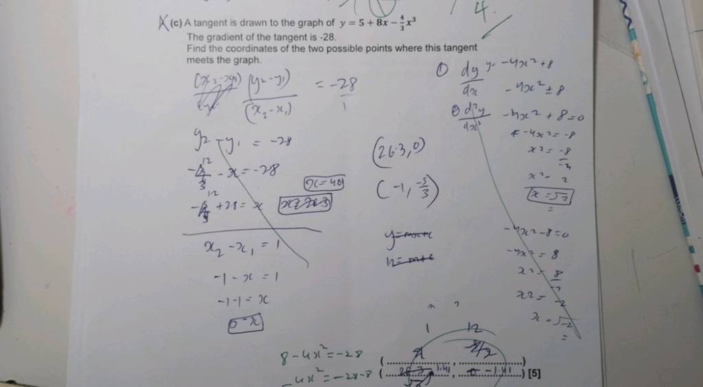 X c A Tangent Is Drawn To The Graph Of Y 5 8x 34 X3 The Gradient Of The x-c-a-tangent-is-drawn-to-the-graph-of-y-5-8x-34-x3-the-gradient-of-the