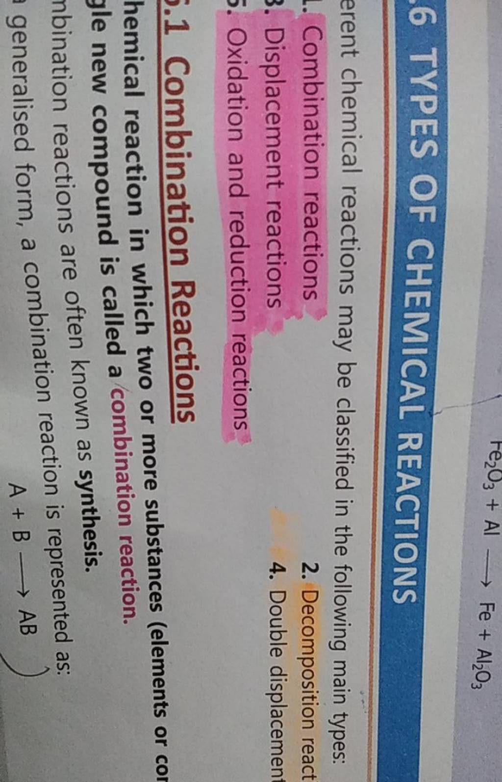 Types Of Chemical Reactions Erent Chemical Reactions May Be Classified