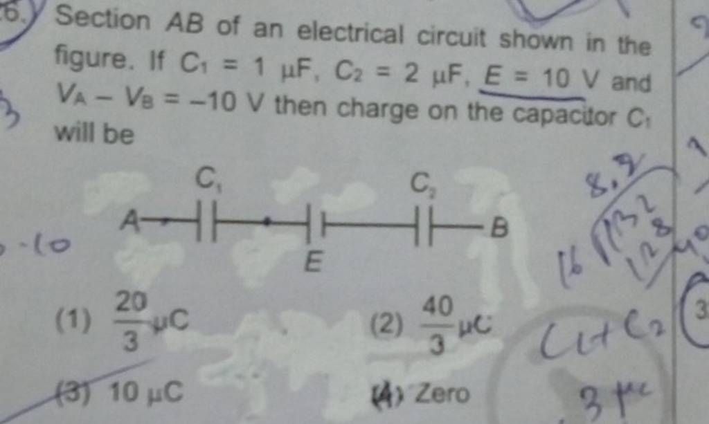 Section AB Of An Electrical Circuit Shown In The Figure. If C1 =1μF,C2 =2.. 