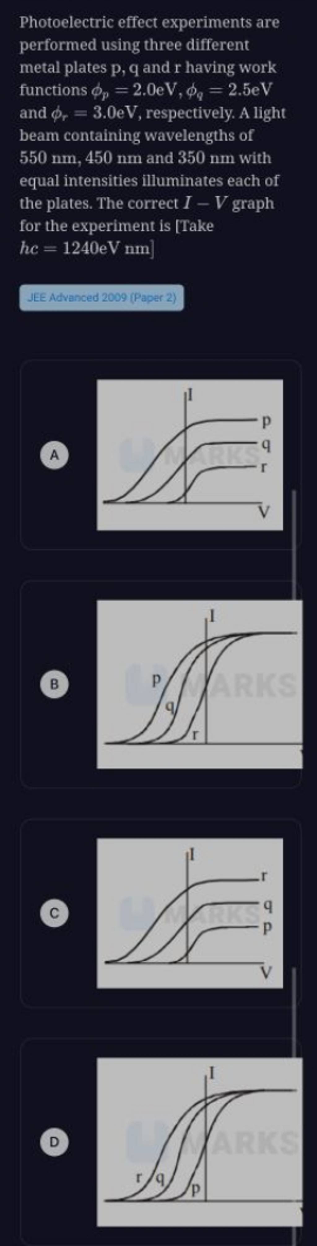 photoelectric effect experiments are performed using three different