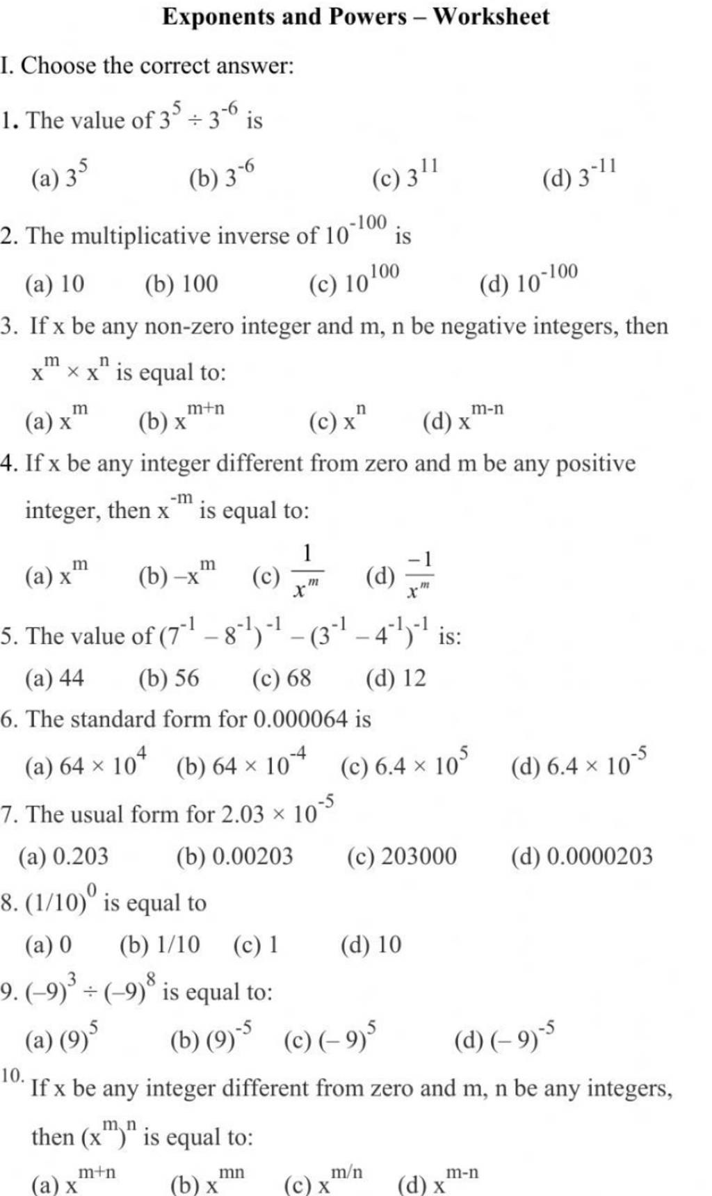 my homework lesson 3 powers and exponents answer key