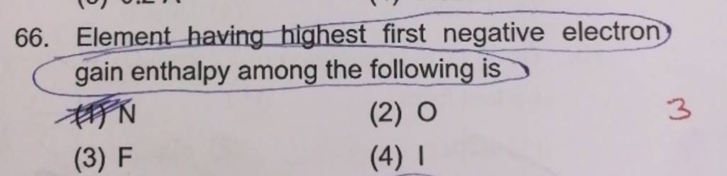 name the element having highest negative value of electron gain enthalpy