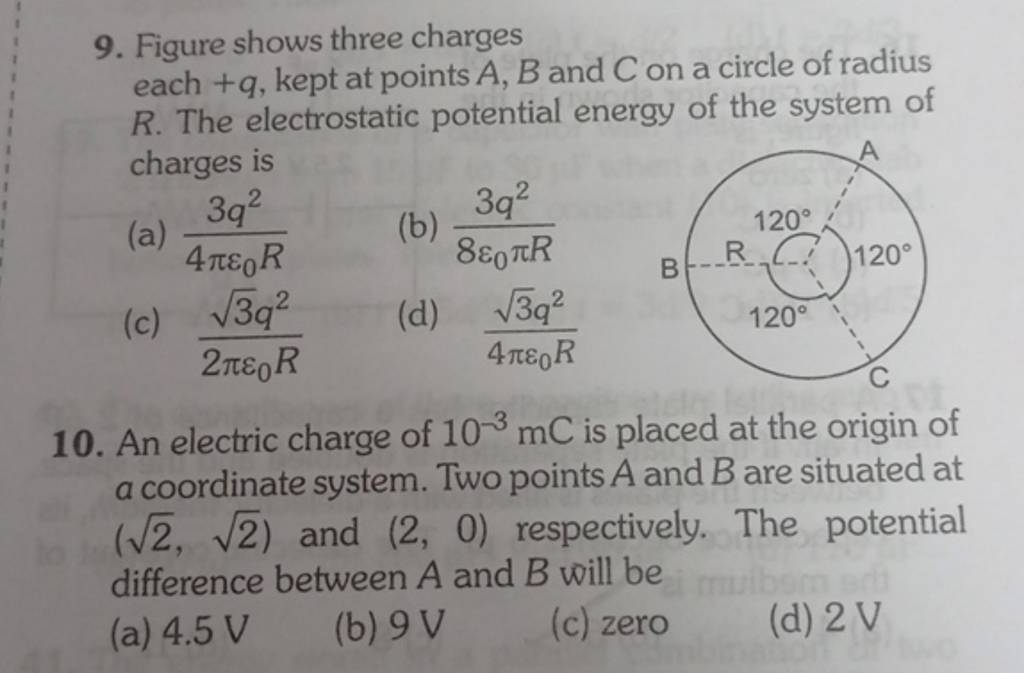 Figure Shows Three Charges Each +q, Kept At Points A,B And C On A Circle