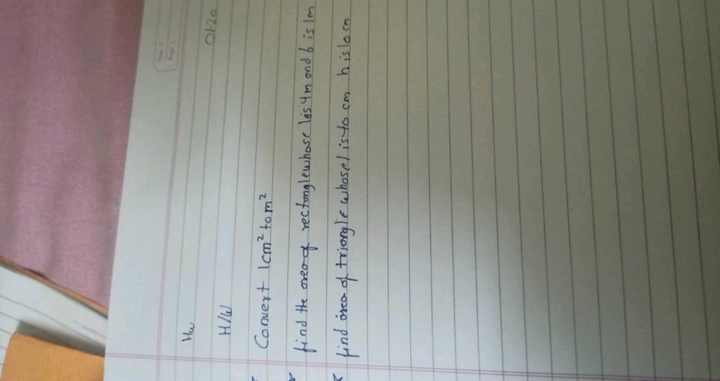Hw H Convert 1 Cm2 To M2 Find The Orea Of Rectonglewhase Lis 4 M And 6