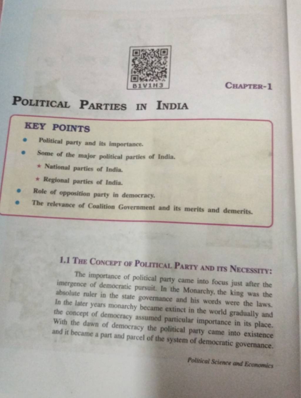 Chapter-1 Political PartiEs IN INDIA KEY POINTS - Political party and its..