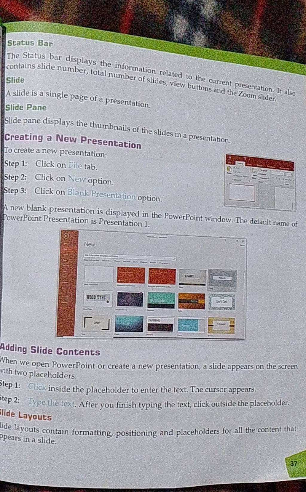Status Bar The Status bar displays the information related to the current..