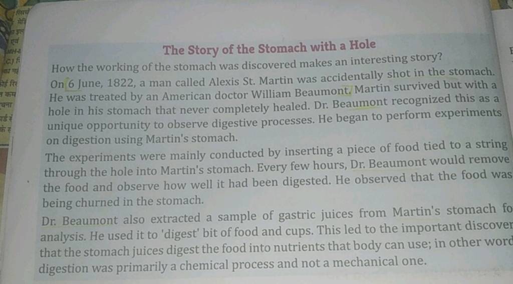 The Story of the Stomach with a Hole How the working of the stomach was d..